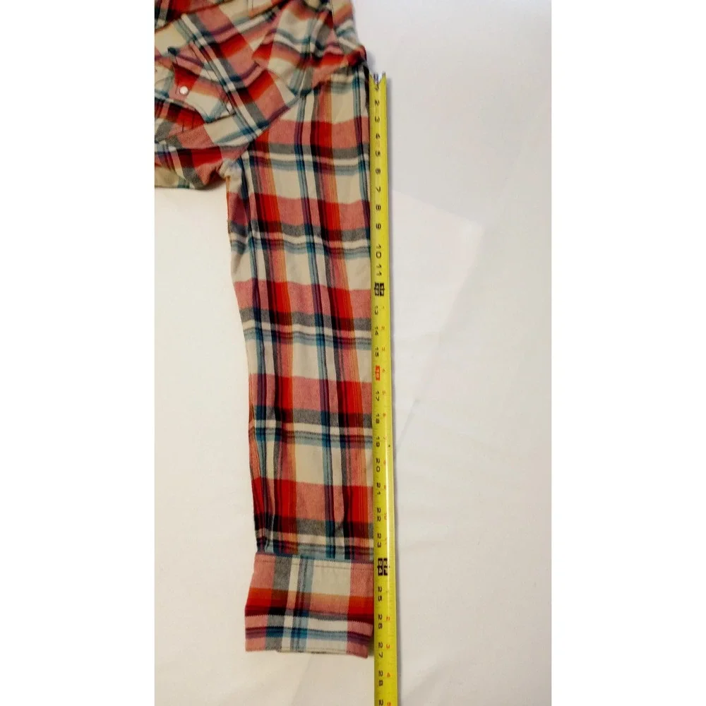 True Religion Mens 2XL Shirt Western Plaid Pearl Snap Long Sleeves TIGHT FITTING